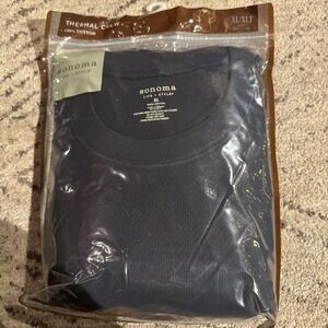 Sonoma Life + Style Thermal Shirt Mens XL Navy Waffle Knit Long Sleeve